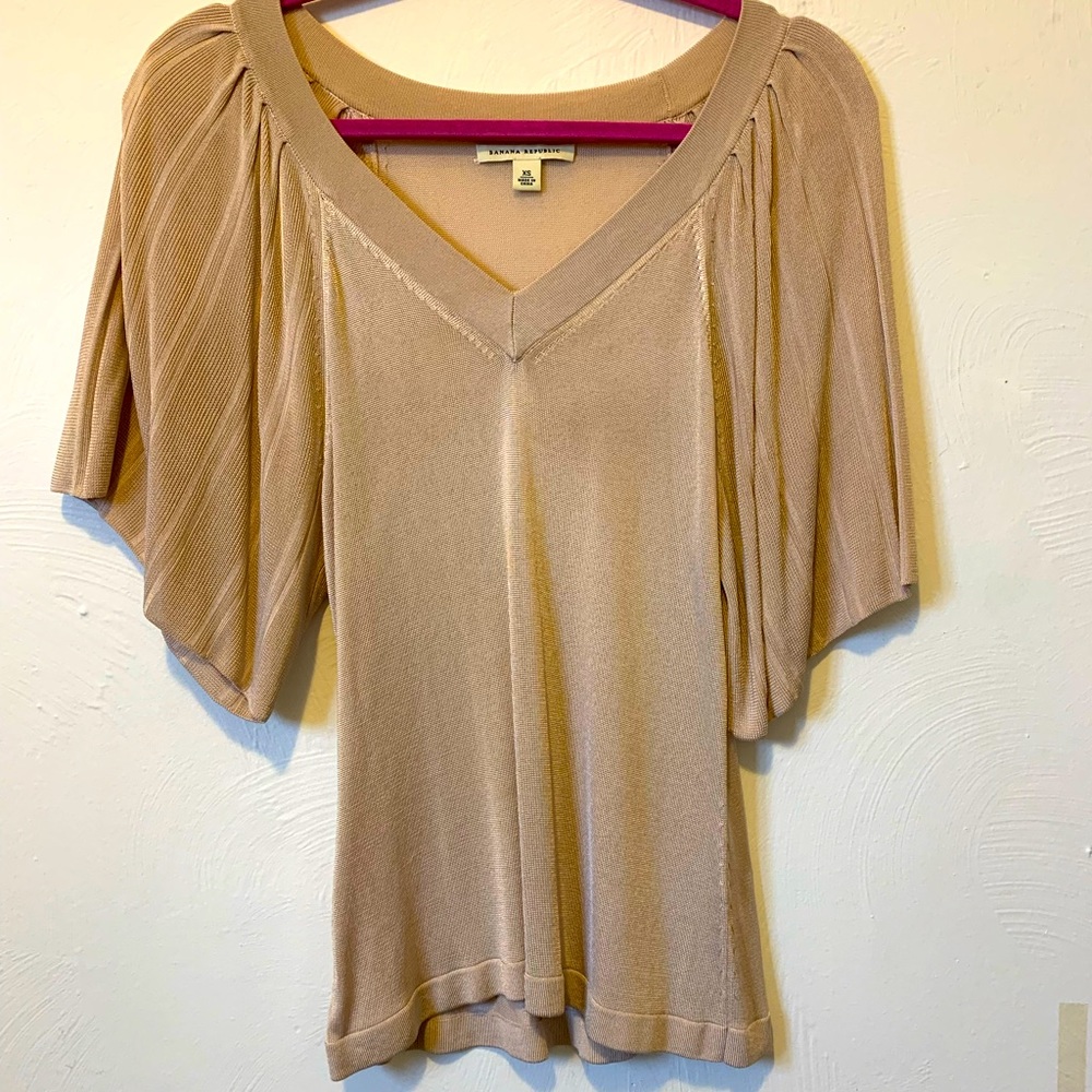 Gold Banana Republic Flutter Sleeve Top
